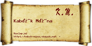 Kabók Mína névjegykártya